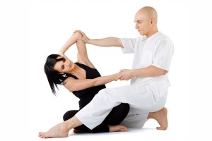 Frau bei einer thailaendichen Massage